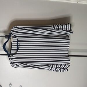 Striped loft blouse, long sleeve size large, black and white
